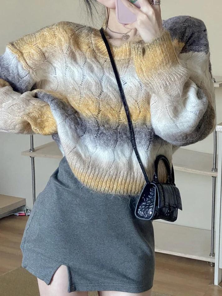 Levoire | Pull Court En Tricot Câble Ombre Jaune UNE TAILLE