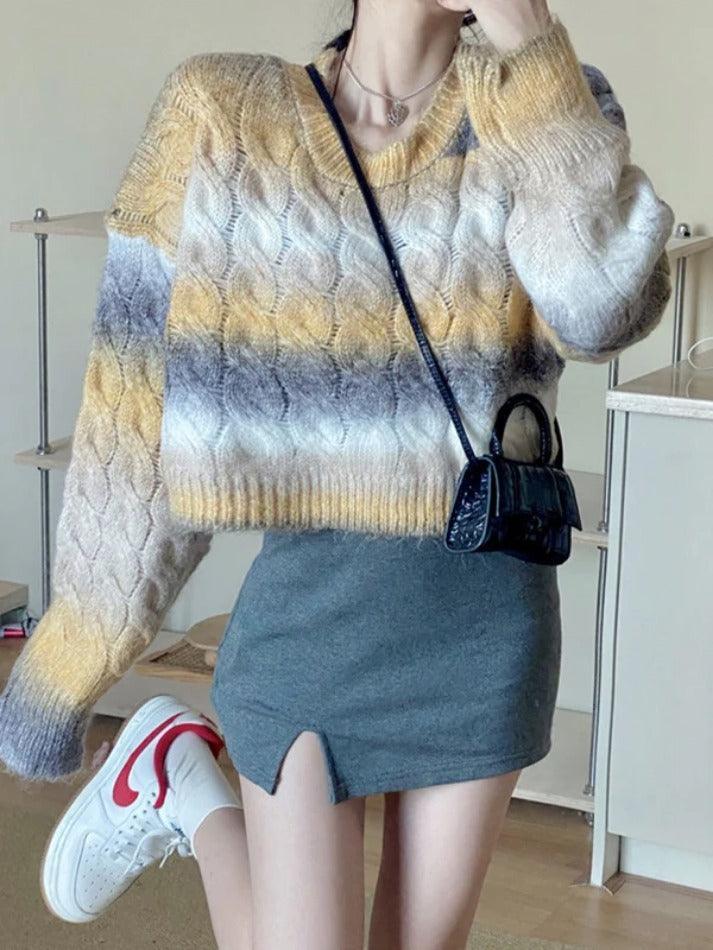 Levoire | Pull Court En Tricot Câble Ombre