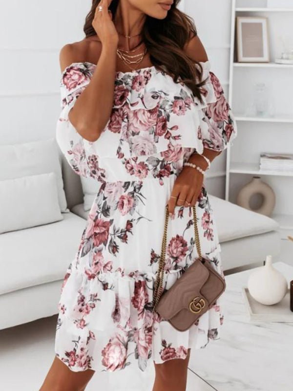 Levoire | Robe chiffon à imprimé à encolure one-neck Rosa