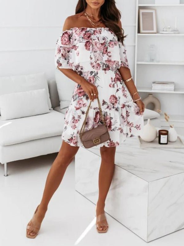 Levoire | Robe chiffon à imprimé à encolure one-neck