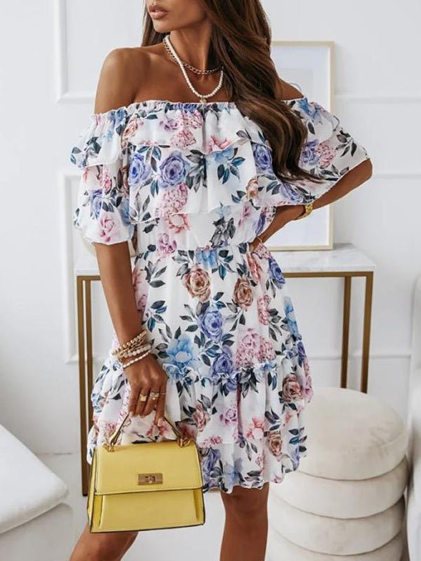 Levoire | Robe chiffon à imprimé à encolure one-neck
