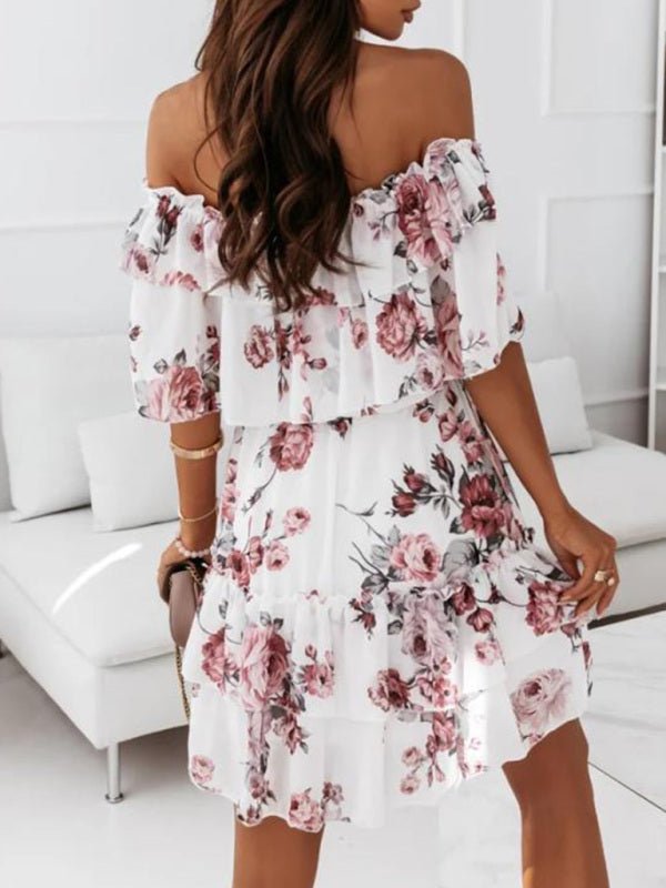 Levoire | Robe chiffon à imprimé à encolure one-neck