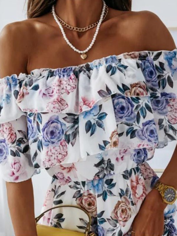 Levoire | Robe chiffon à imprimé à encolure one-neck