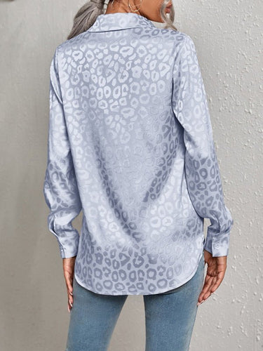 Levoire | Chemise à boutons ouverts en jacquard léopard chemise élégante à manches longues