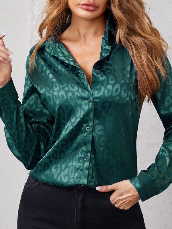 Levoire | Chemise à boutons ouverts en jacquard léopard chemise élégante à manches longues
