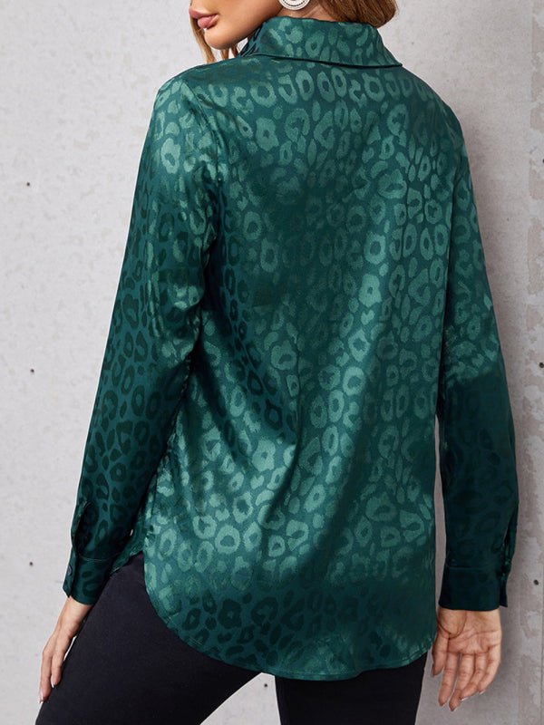 Levoire | Chemise à boutons ouverts en jacquard léopard chemise élégante à manches longues