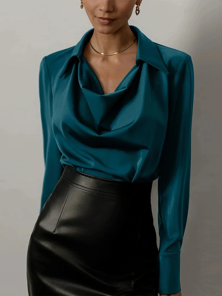 Levoire | Chemise Ouverte Élégante À Col Classique, Coupe Régulière Malachite bleu