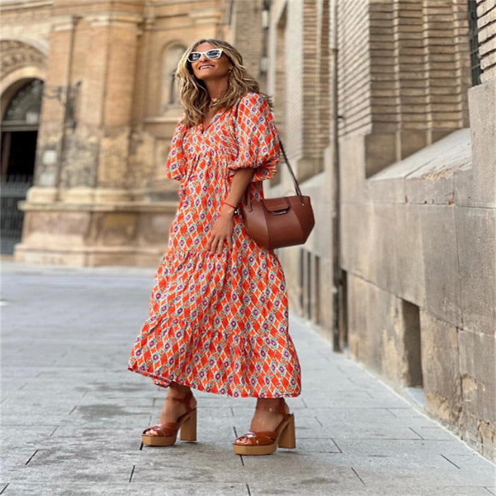 Levoire | Robe À Imprimé Rétro Orange rouge