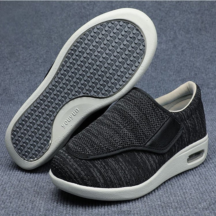 Levoire | Large Chaussures Pour Diabétiques Chaussures Confortables Pour Le Quotidien Noir Gris