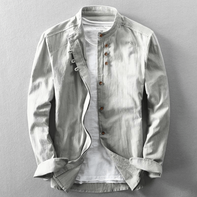 Levoire | Chemise Hommes Style Japonais Chemise Culture Unique Confortable & Loisirs Gris