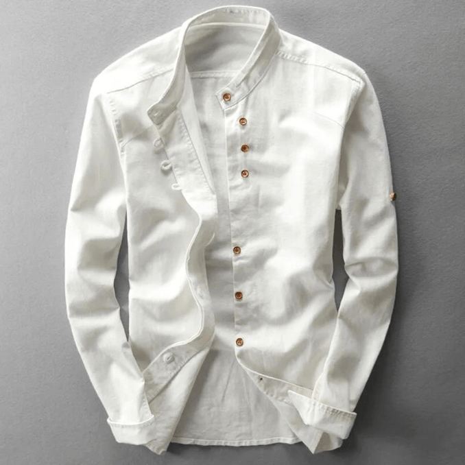 Levoire | Chemise Hommes Style Japonais Chemise Culture Unique Confortable & Loisirs Blanc