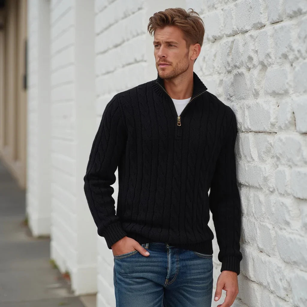Levoire | Motif de lit pull en laine avec fermeture éclair