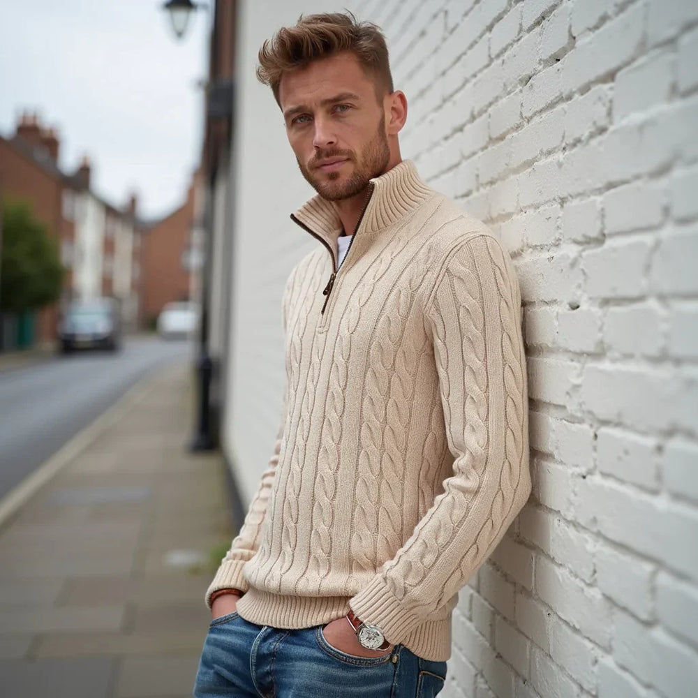 Levoire | Motif de lit pull en laine avec fermeture éclair