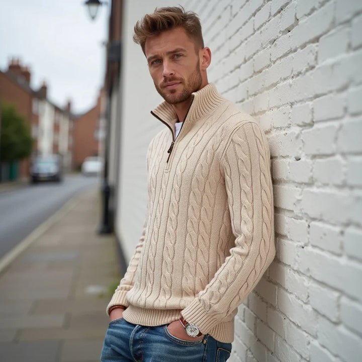 Levoire | Motif de lit pull en laine avec fermeture éclair