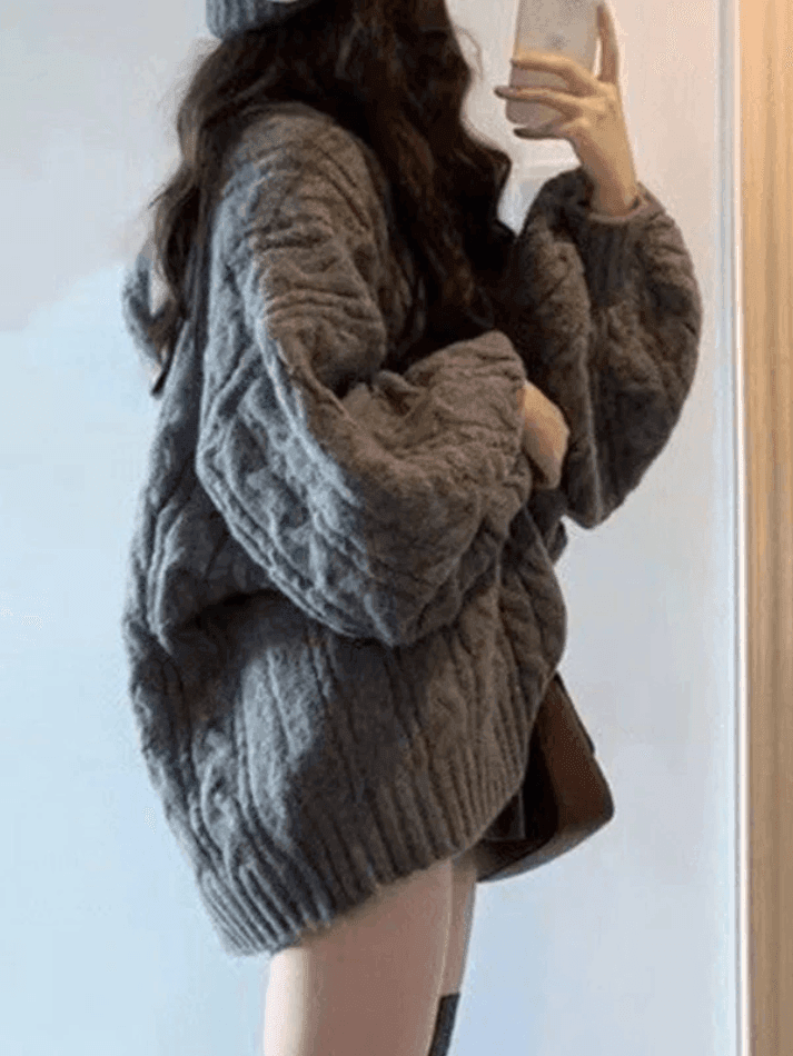 Levoire | Grande Taille Encolure Dégagée Pull En Tricot Gris