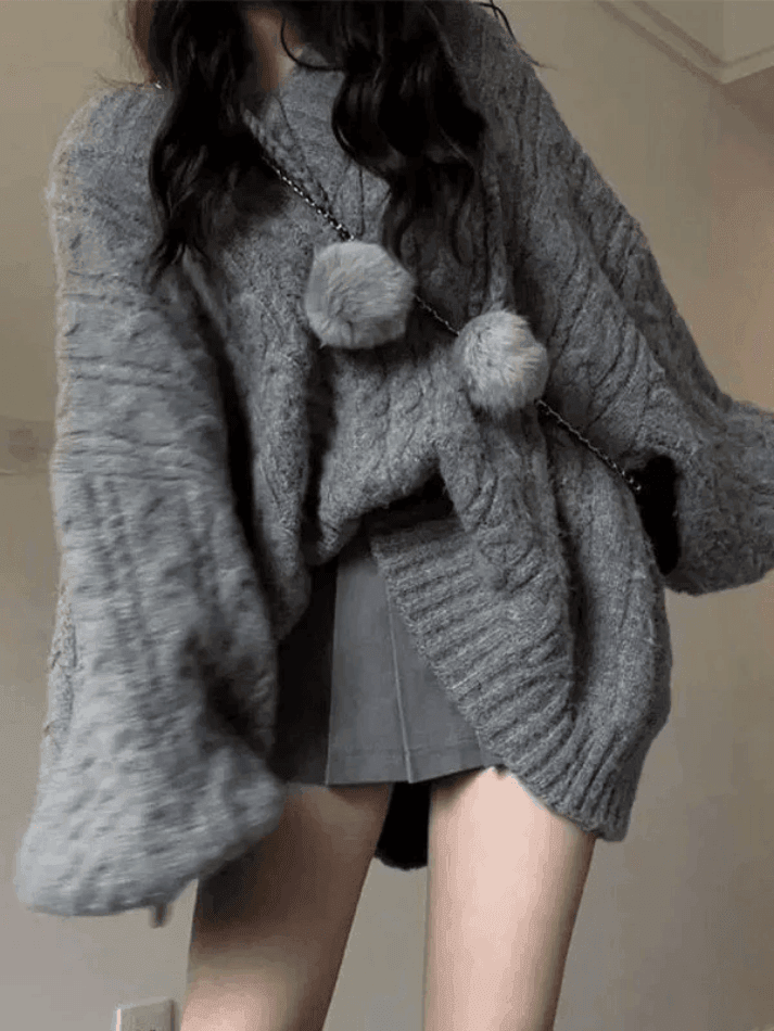 Levoire | Grande Taille Encolure Dégagée Pull En Tricot Gris