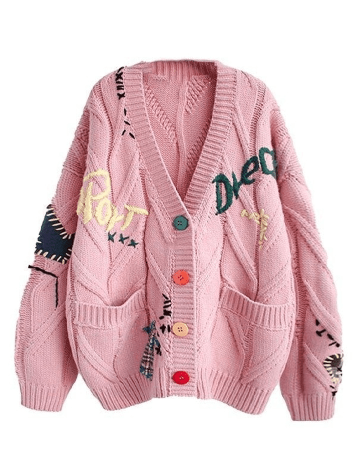 Levoire | Gilet En Tricot Surdimensionné Brodé Rosa Taille unique