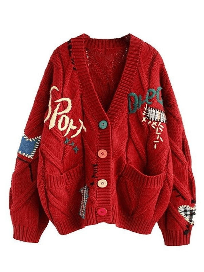 Levoire | Gilet En Tricot Surdimensionné Brodé Rot Taille unique