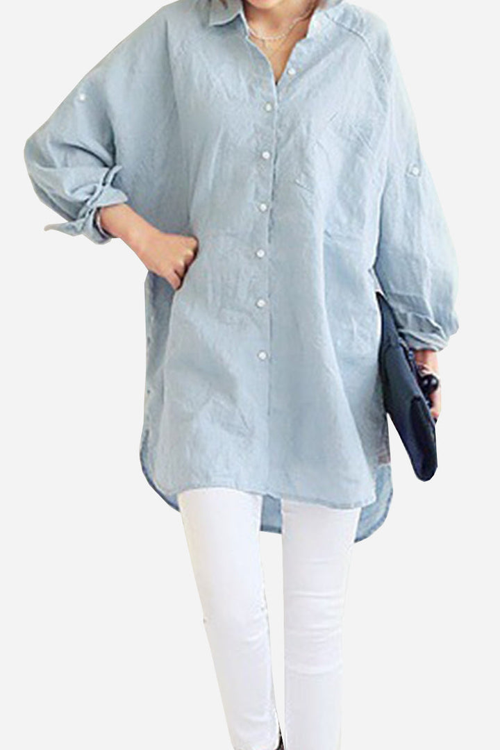 Levoire | Chemise en lin grande taille Ciel bleu