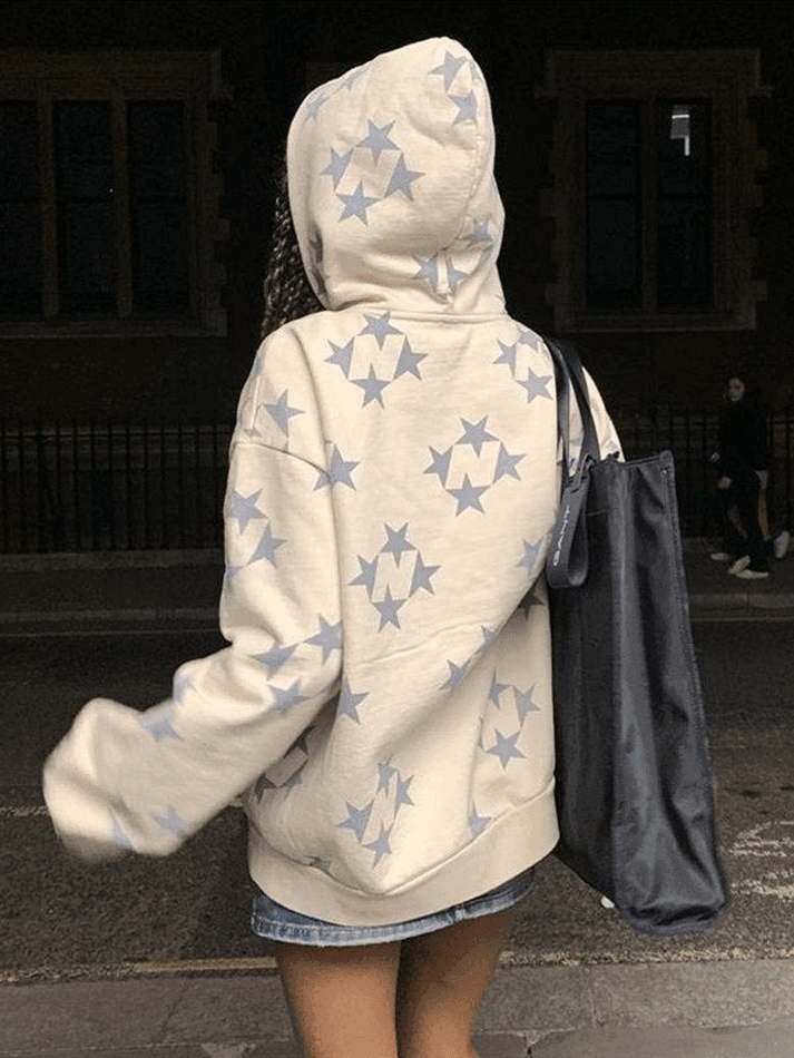 Levoire | Grandes Tailles Imprimé Étoile Fermeture Éclair Sweat À Capuche