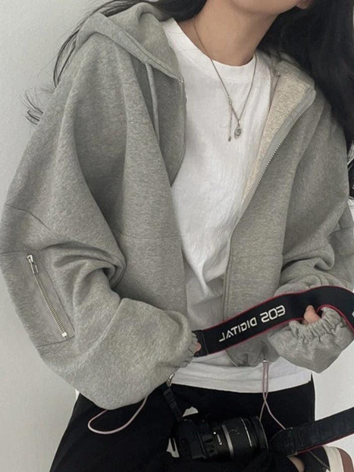 Levoire | Grande Taille Zipup Sweat À Capuche Gris