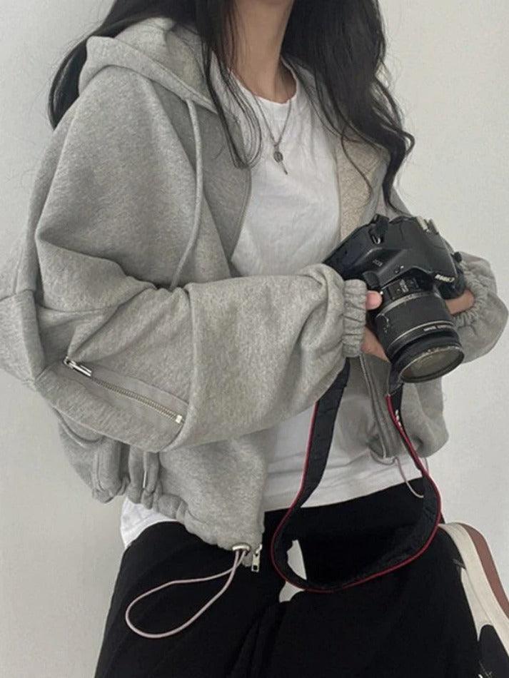 Levoire | Grande Taille Zipup Sweat À Capuche Gris