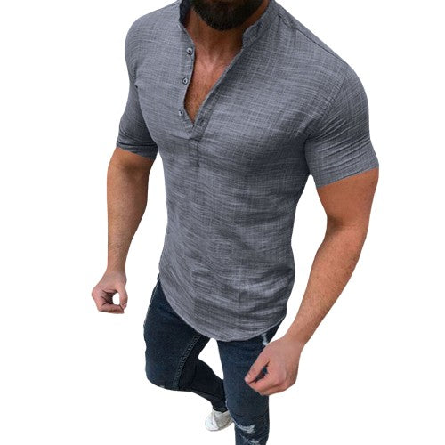 Levoire | Chemise En Lin Élégant Avec Décolleté En V Gris