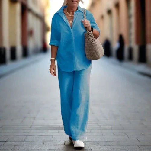 Levoire | Ensemble Élégant Deux Pièces Femme Bleu