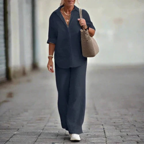 Levoire | Ensemble Élégant Deux Pièces Femme Bleu foncé