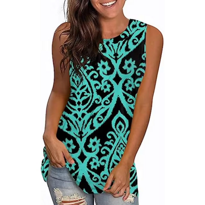 Levoire | T-Shirt Imprimé Sans Manches Turquoise