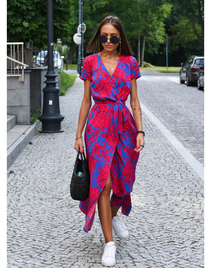 Levoire | Robe Midi Confort Polyvalente Rouge Bleu