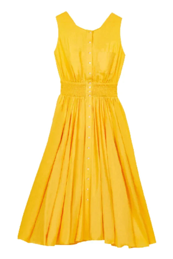 Levoire | Femme Robe Élégante Dos Nu - Jaune