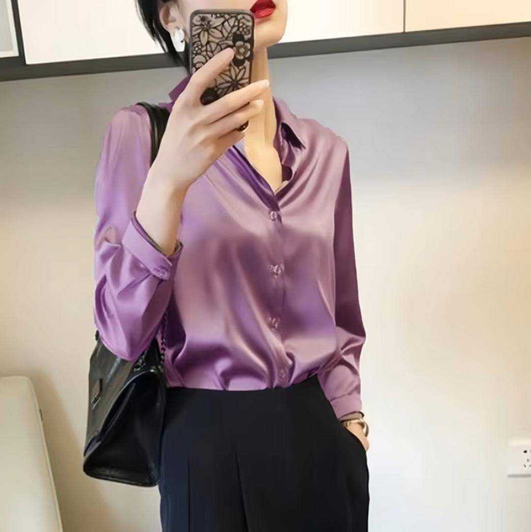 Levoire | Élégante Blouse En Satin Pour Dames Luxueuse, Chic & Polyvalente Lilas