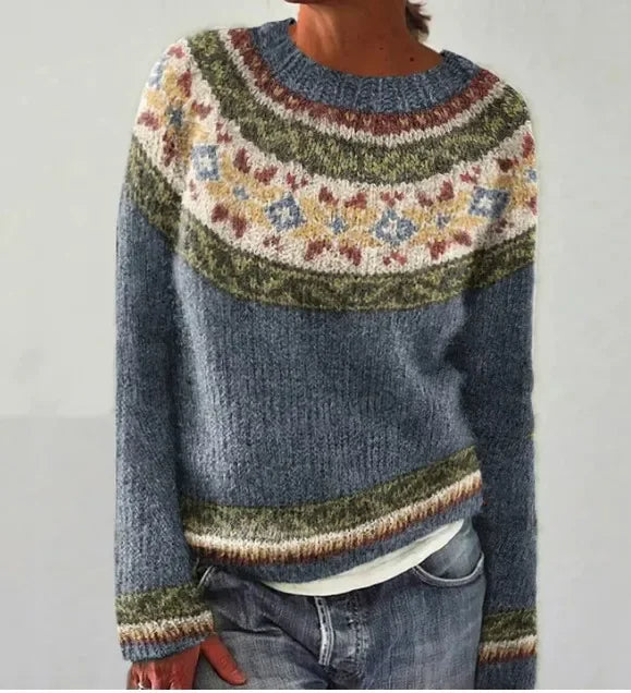 Levoire | Confortable Tricot Fair Isle Gris avec du vert