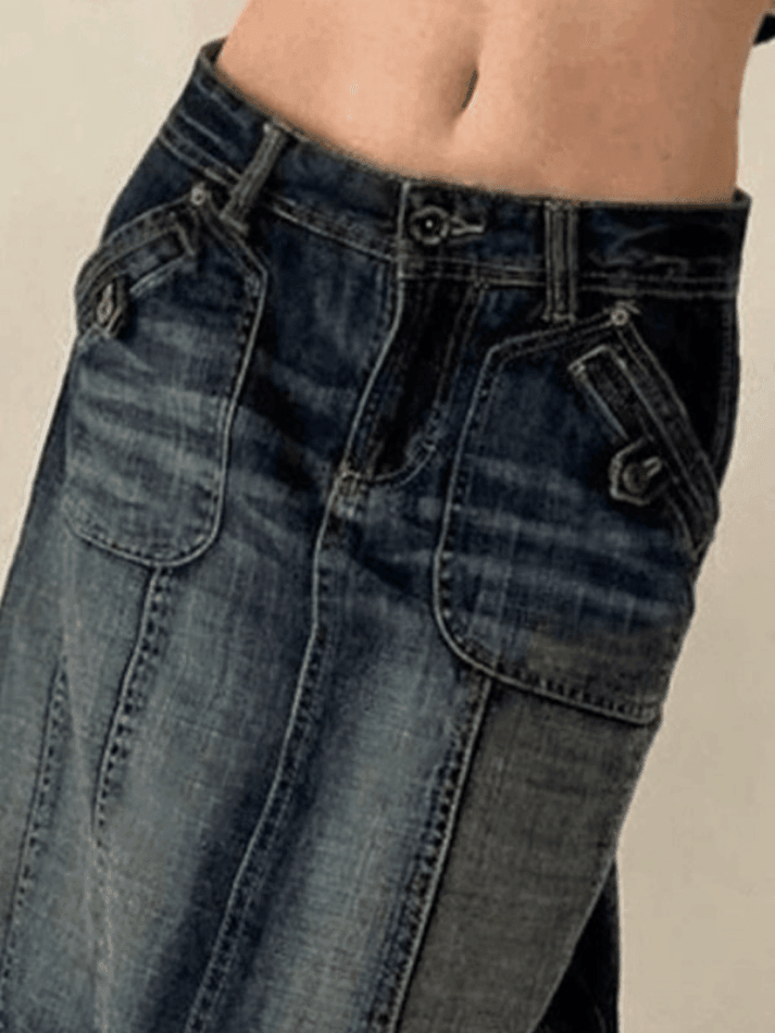 Levoire | Jupe Midi En Denim Cargo Panneau