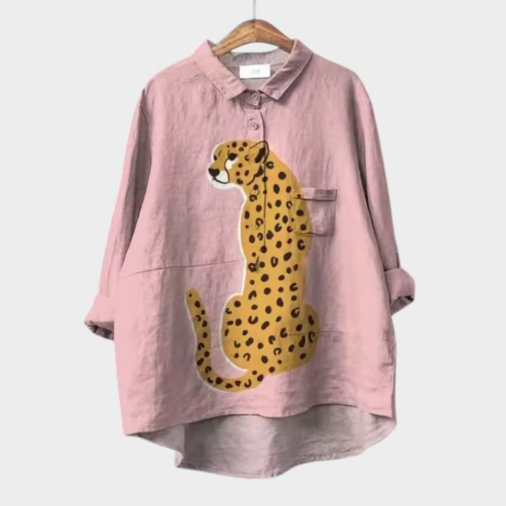 Levoire | Blouse Chic Avec Patte De Boutonnage Devant Panthère