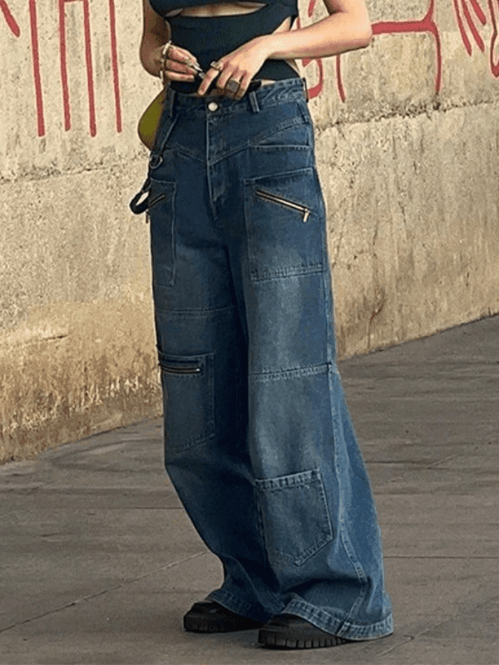 Levoire | Jean Cargo Baggy Patchwork Bleu