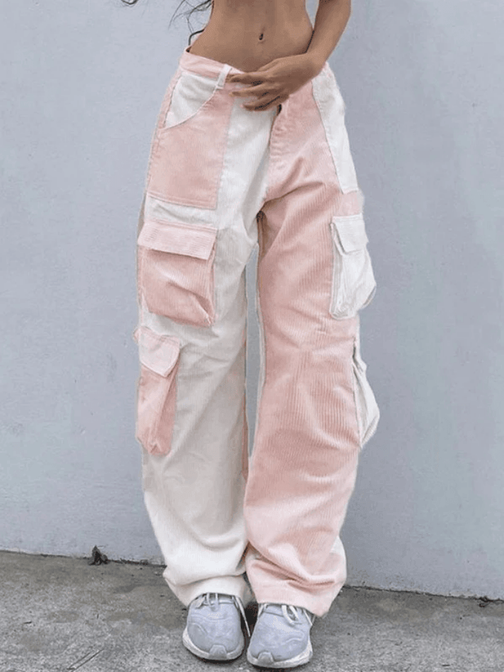 Levoire | Pantalon Cargo En Velours Côtelé Patchwork Rosa