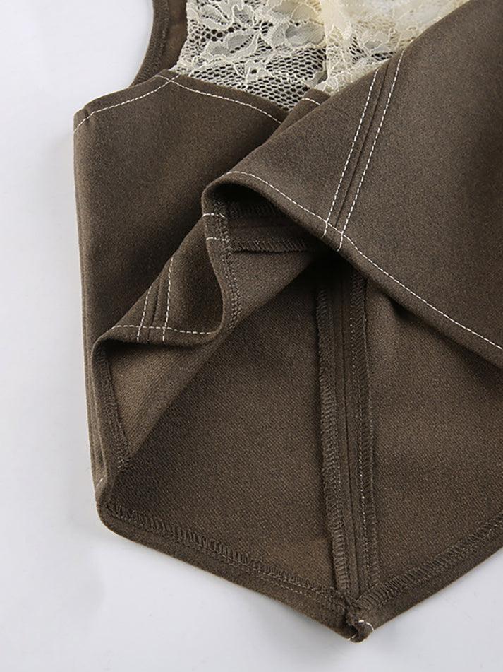 Levoire | Haut Corset À Boutons En Dentelle Patchwork