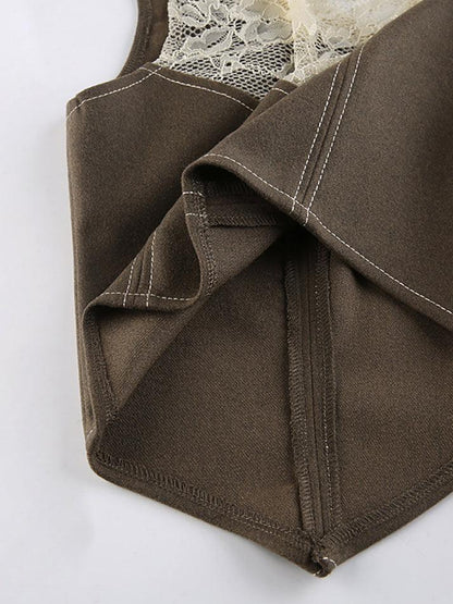 Levoire | Haut Corset À Boutons En Dentelle Patchwork