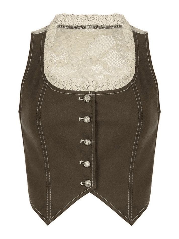 Levoire | Haut Corset À Boutons En Dentelle Patchwork