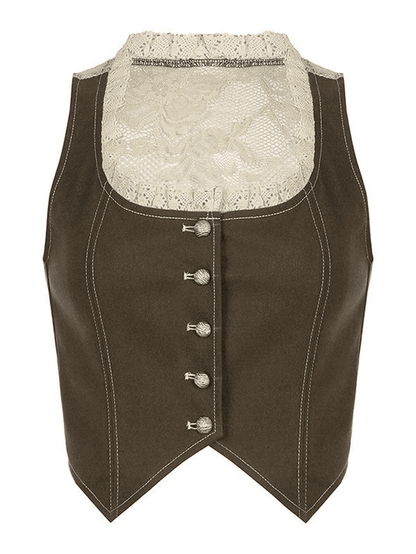 Levoire | Haut Corset À Boutons En Dentelle Patchwork