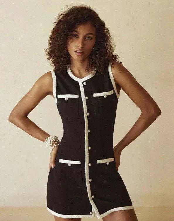 Levoire | Patchwork O-Cou Mini Robe Noir