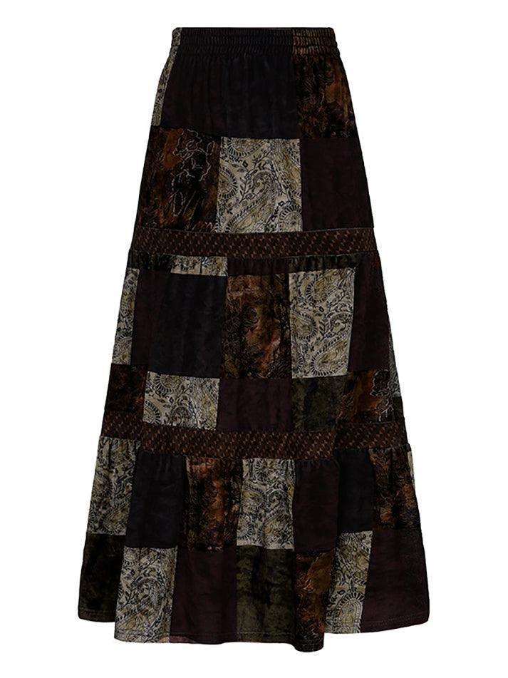 Levoire | Jupe Midi En Velours Imprimé Patchwork