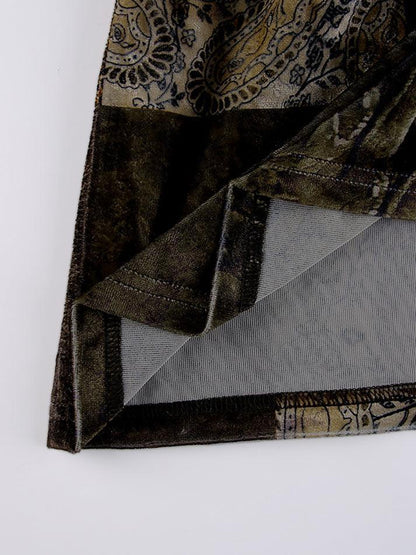 Levoire | Jupe Midi En Velours Imprimé Patchwork