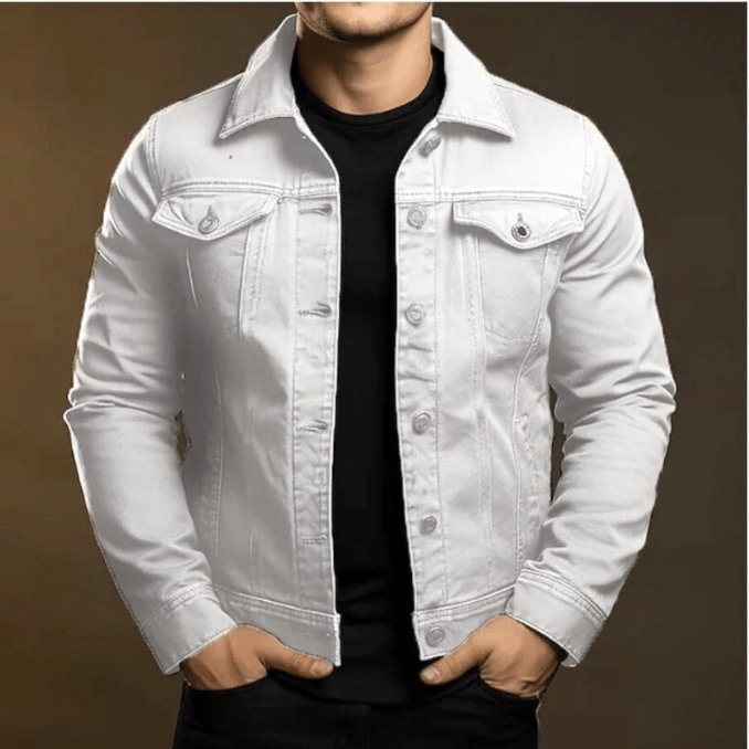 Levoire | Veste en denim pour hommes Veste en jean élégante Looks décontractés et tendance Blanc