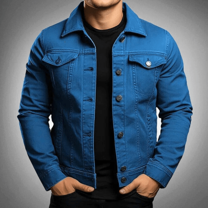 Levoire | Veste en denim pour hommes Veste en jean élégante Looks décontractés et tendance Bleu