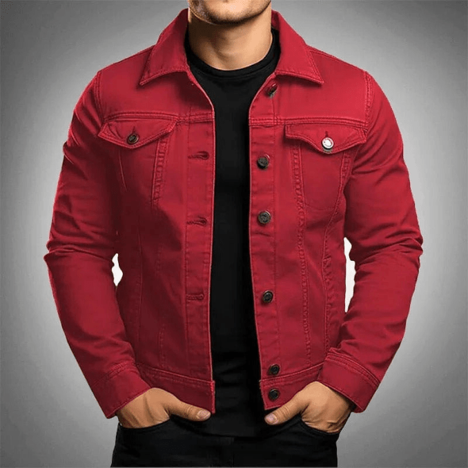 Levoire | Veste en denim pour hommes Veste en jean élégante Looks décontractés et tendance Rot