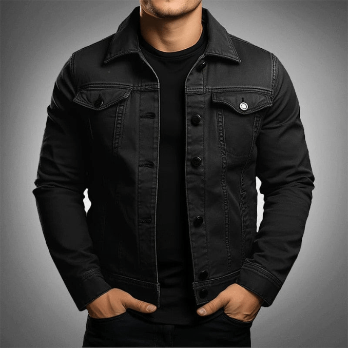 Levoire | Veste en denim pour hommes Veste en jean élégante Looks décontractés et tendance Noir