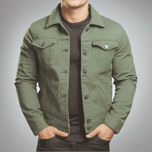 Levoire | Veste en denim pour hommes Veste en jean élégante Looks décontractés et tendance Vert
